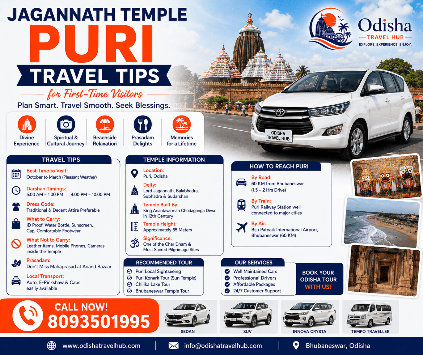 Devotees visiting Jagannath Temple Puri with Odisha Travel Hub cab service