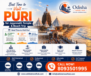 Tourists visiting Jagannath Temple and enjoying Puri Beach during winter season in Odisha