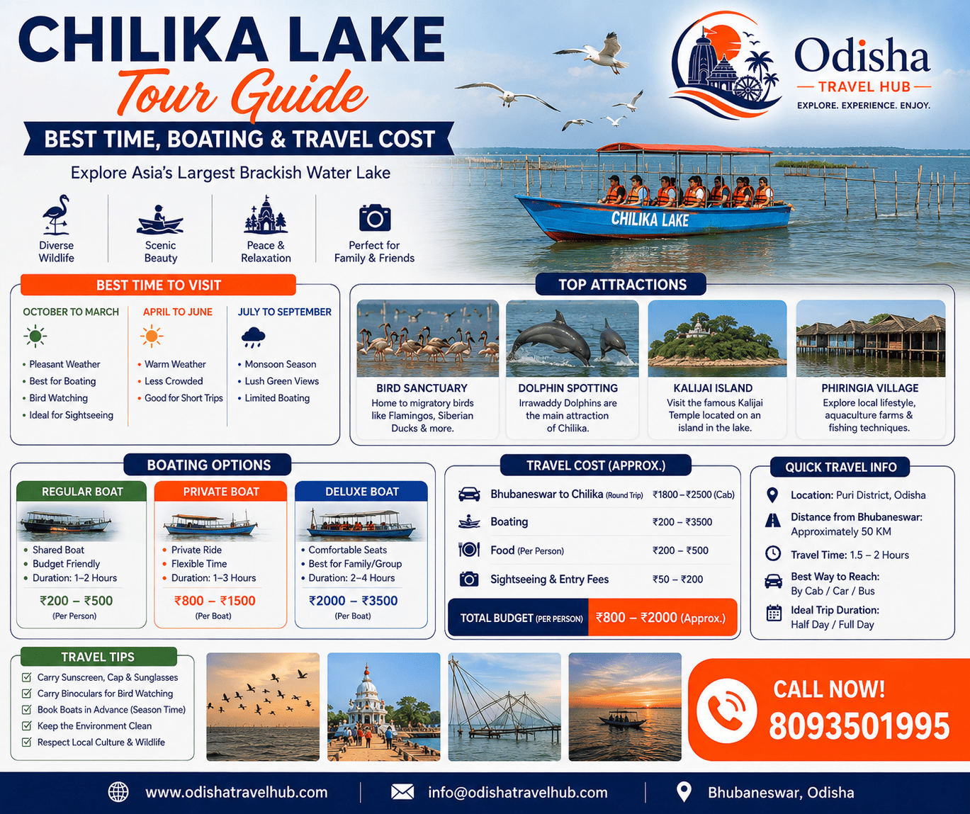 Tourists enjoying boat ride and dolphin sightseeing at Chilika Lake in Odisha