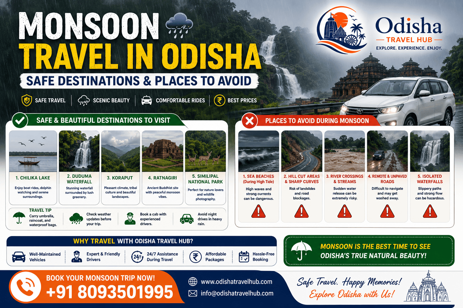 Scenic monsoon road trip through lush green landscapes in Odisha